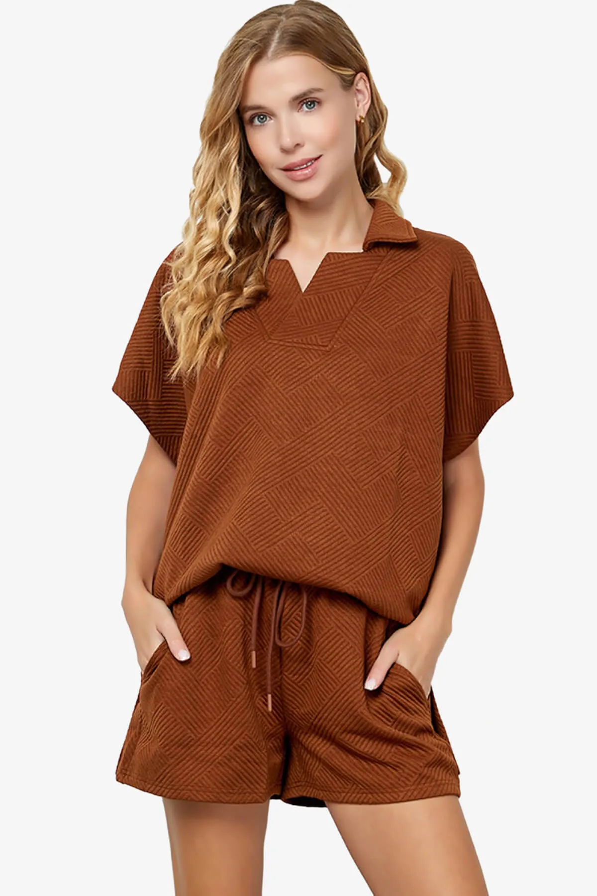 Lassy Short Sleeve Textured Polo Sweatshirt