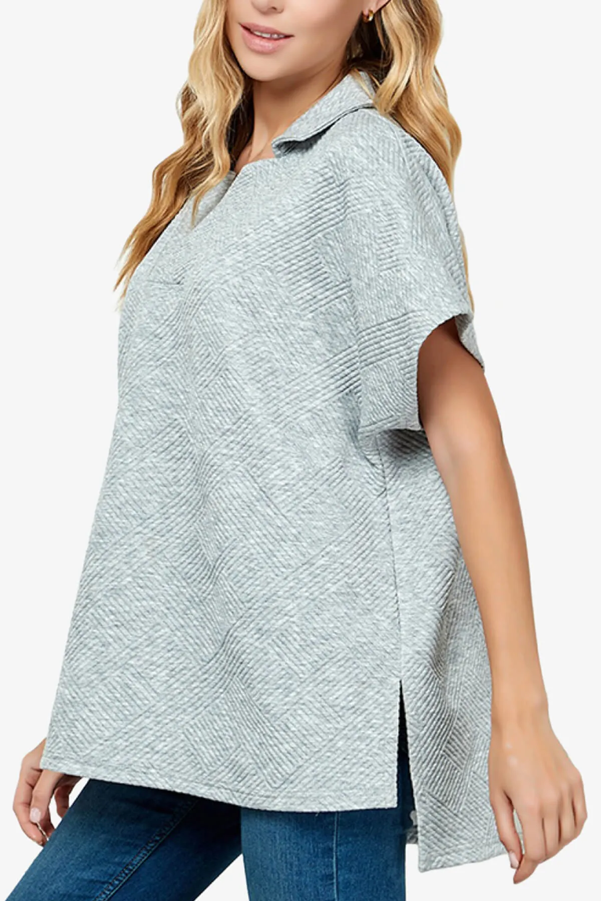 Lassy Short Sleeve Textured Polo Sweatshirt