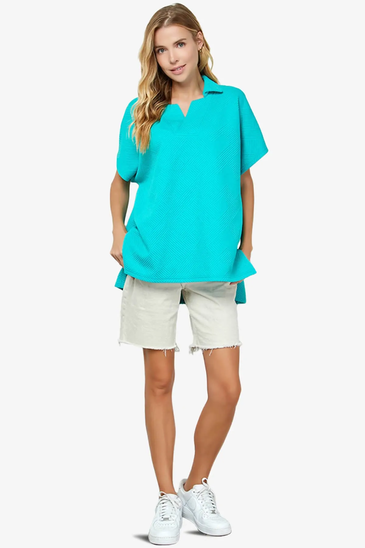 Lassy Short Sleeve Textured Polo Sweatshirt