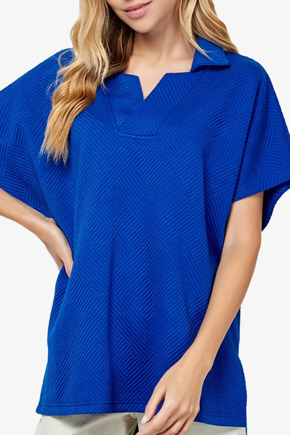 Lassy Short Sleeve Textured Polo Sweatshirt