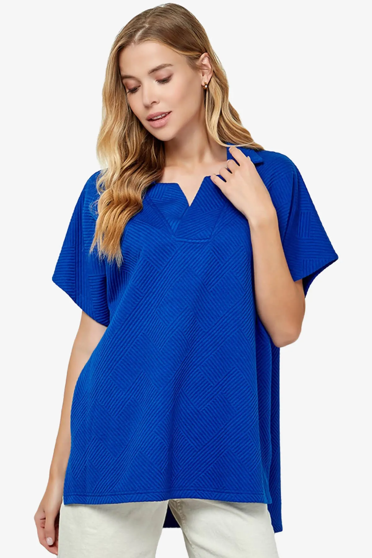Lassy Short Sleeve Textured Polo Sweatshirt