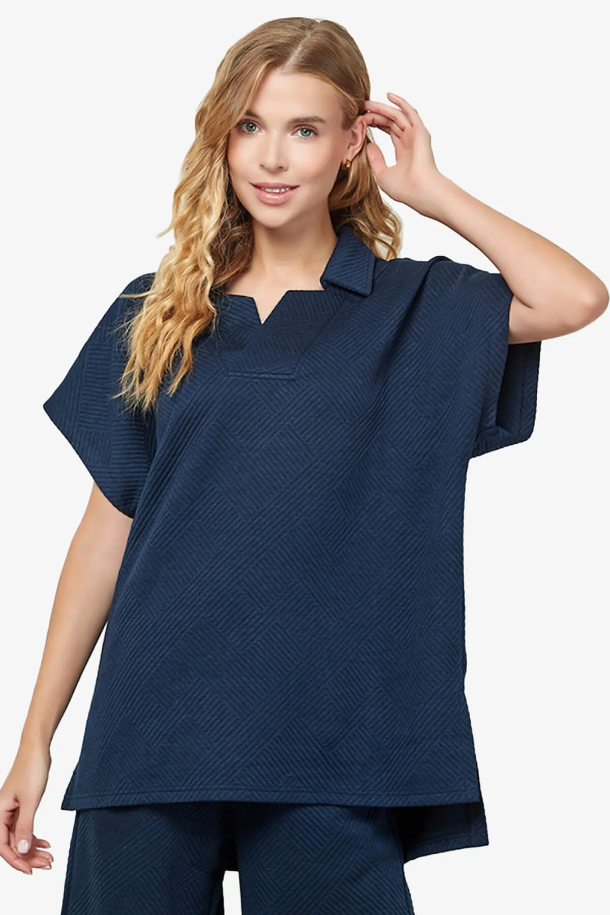 Lassy Short Sleeve Textured Polo Sweatshirt