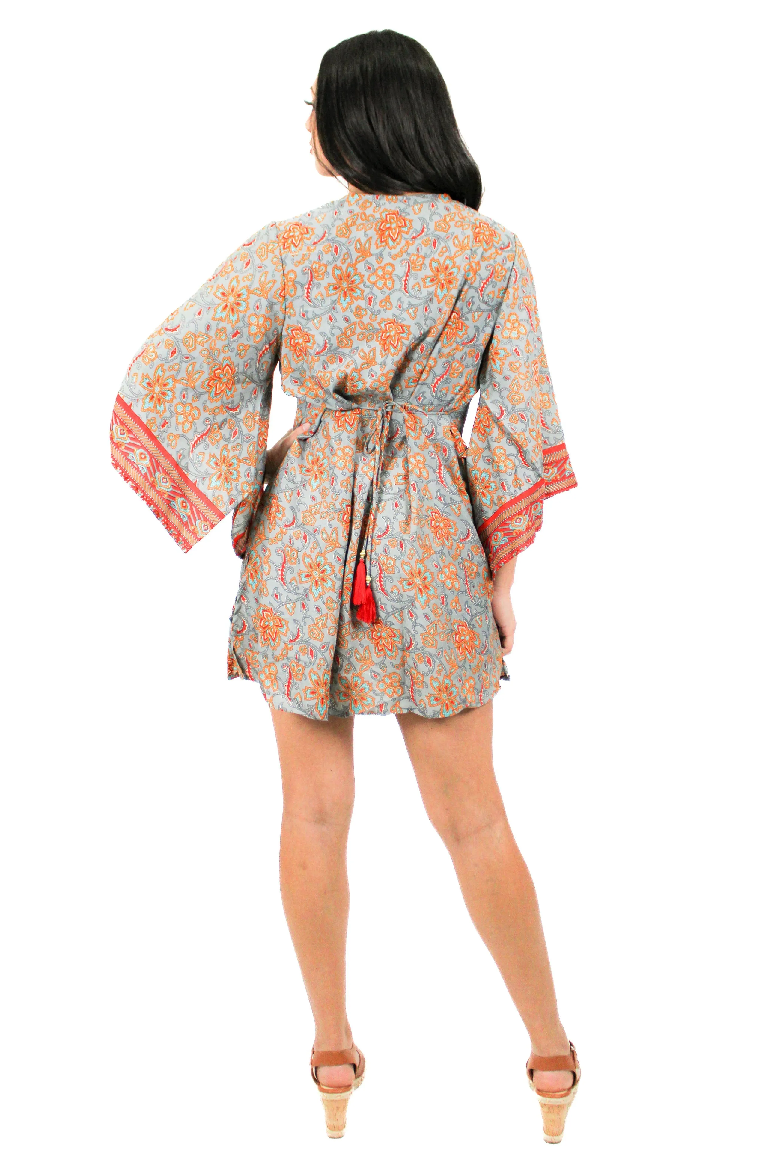 Lazy Daisy smock waist short dress in Brown Mix (5004)