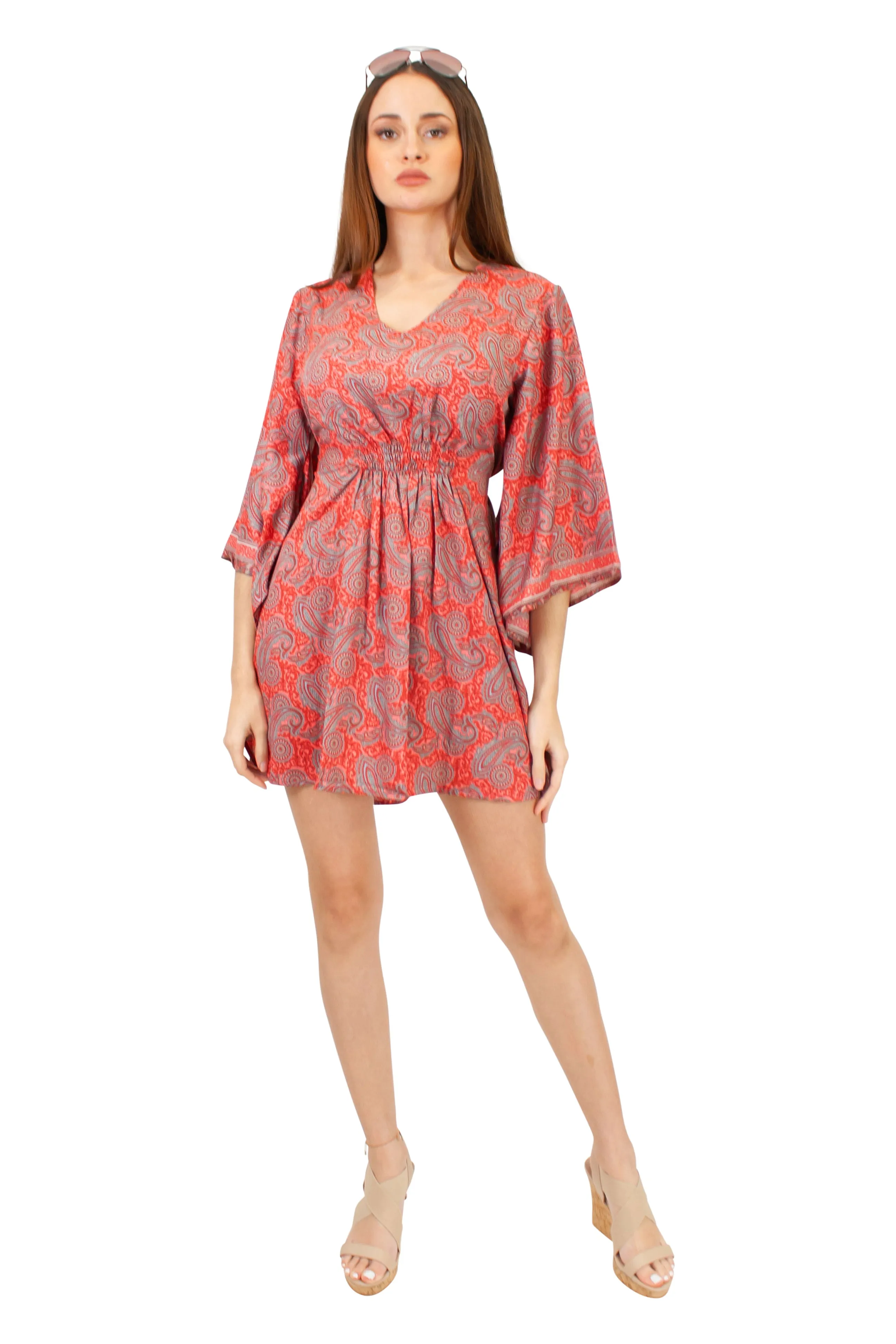Lazy Daisy smock waist short dress in Brown Mix (5004)