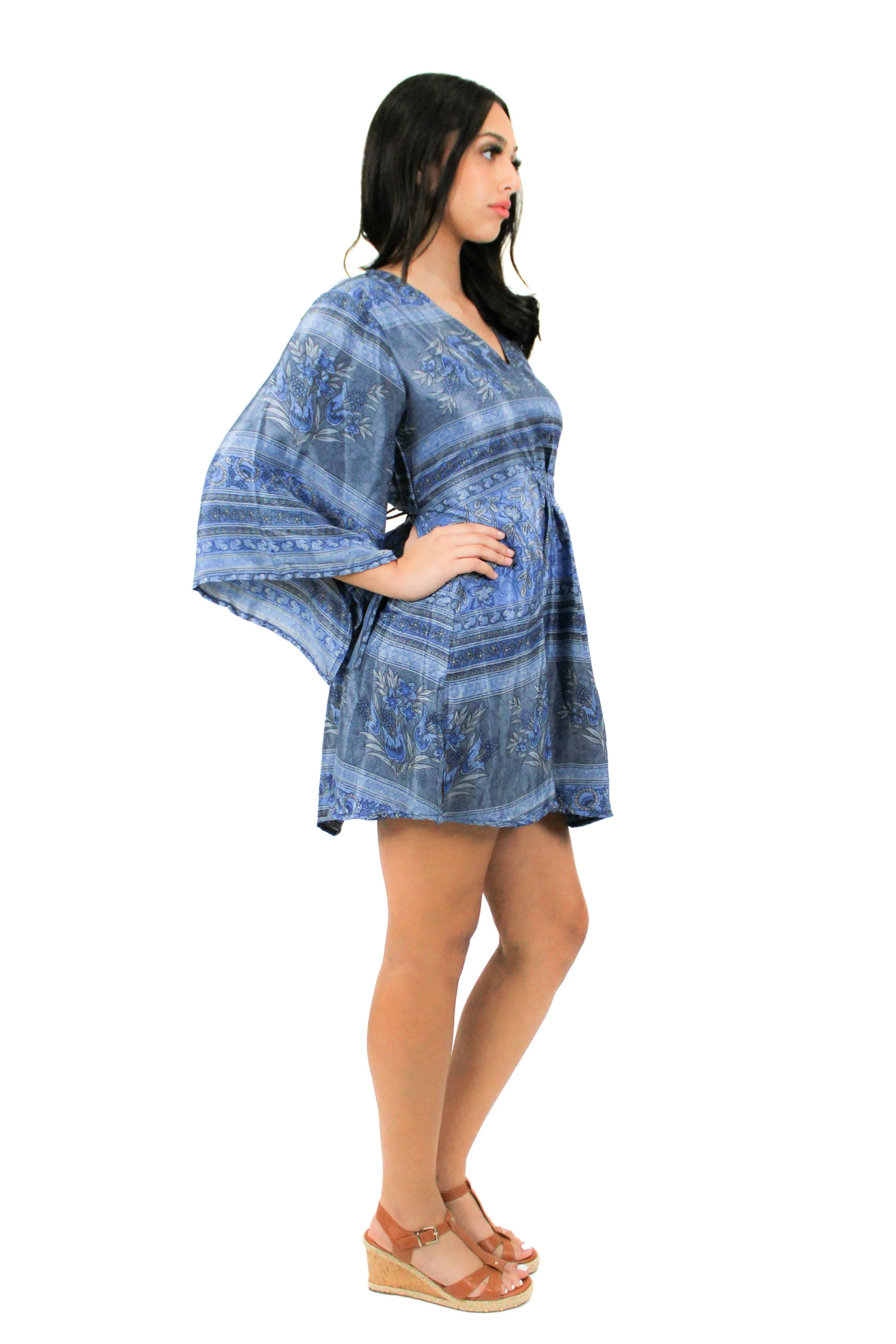 Lazy Daisy smock waist short dress in Brown Mix (5004)