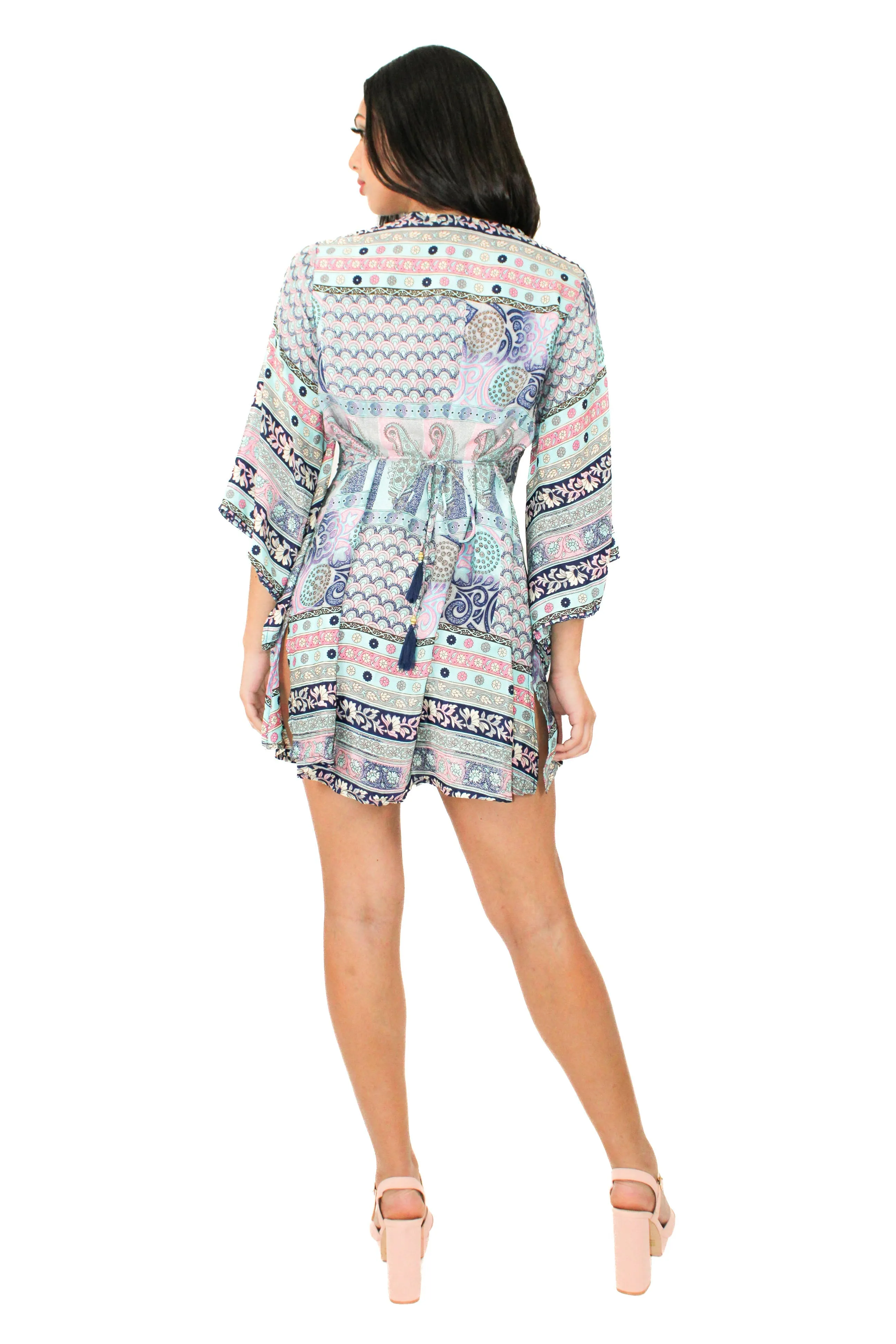 Lazy Daisy smock waist short dress in Brown Mix (5004)