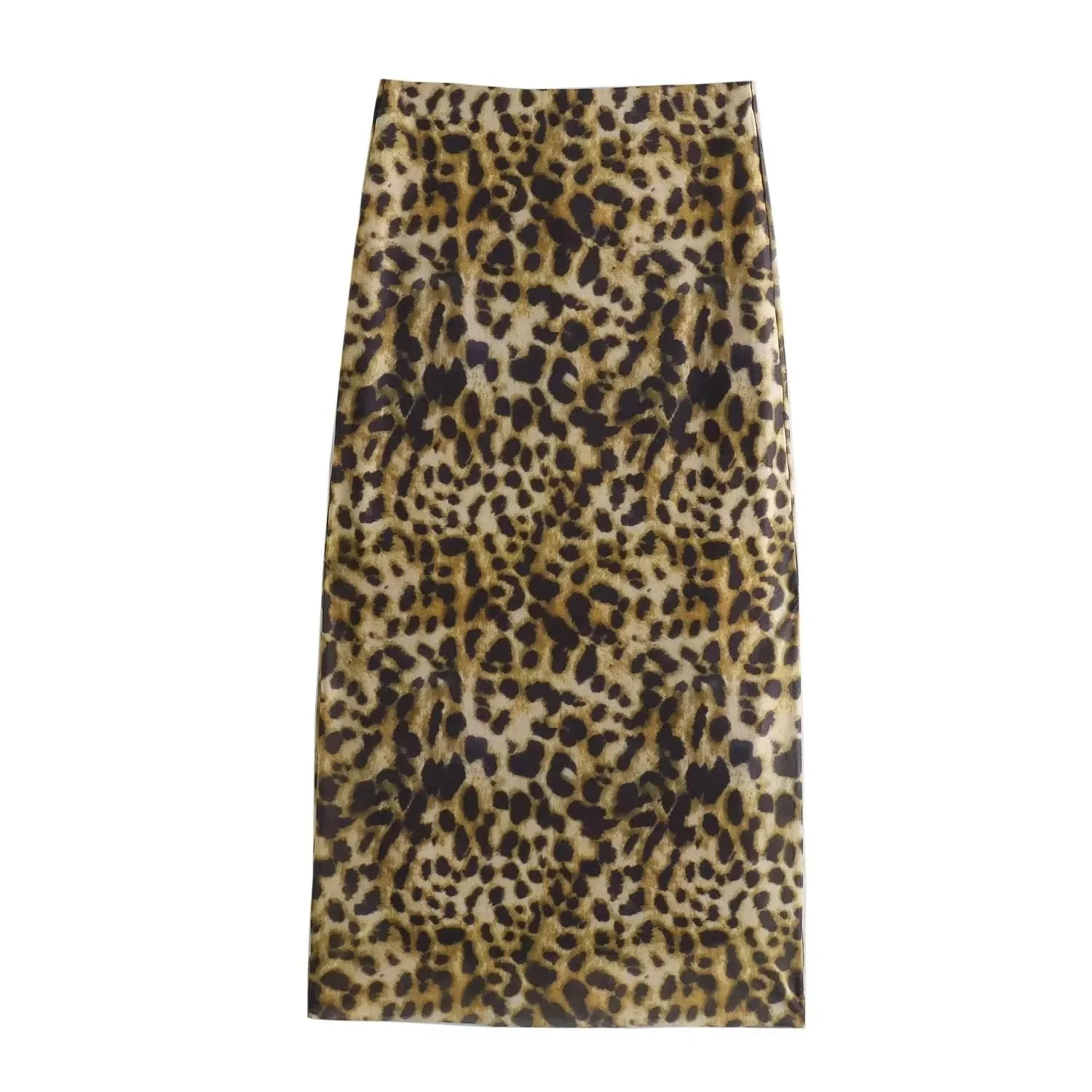 Leopard Print Midi Skirt New Fashion High Waist Elastic Waist Long Chic Skirt