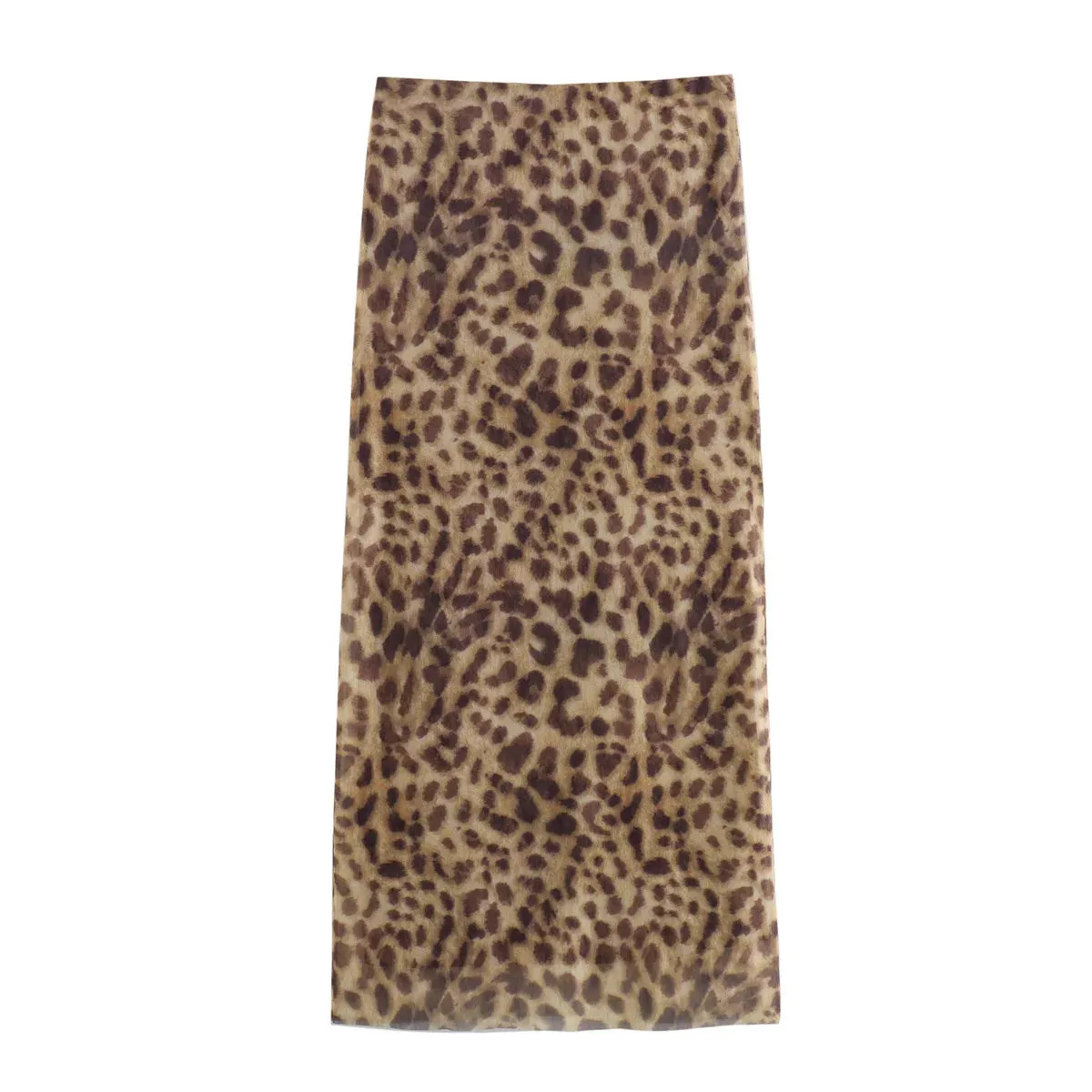 Leopard Print Midi Skirt New Fashion High Waist Elastic Waist Long Chic Skirt
