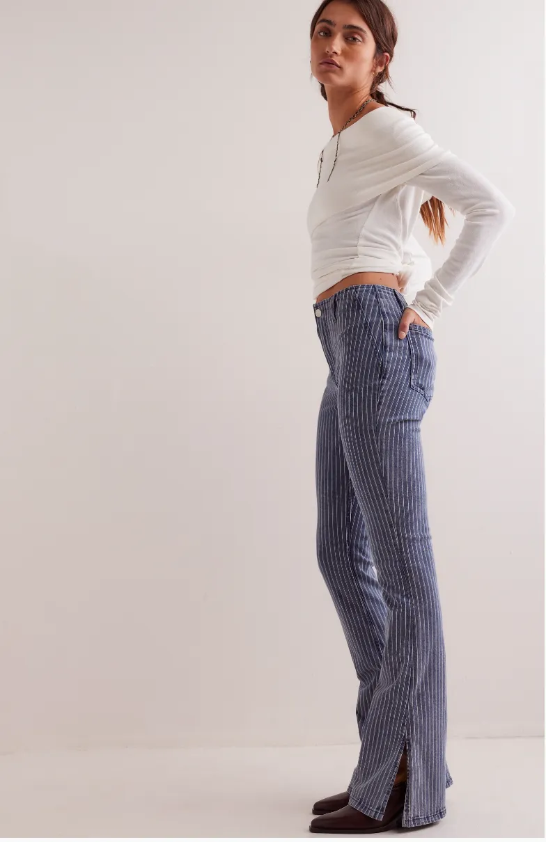 Level Up Stripe Slim Flare Jeans