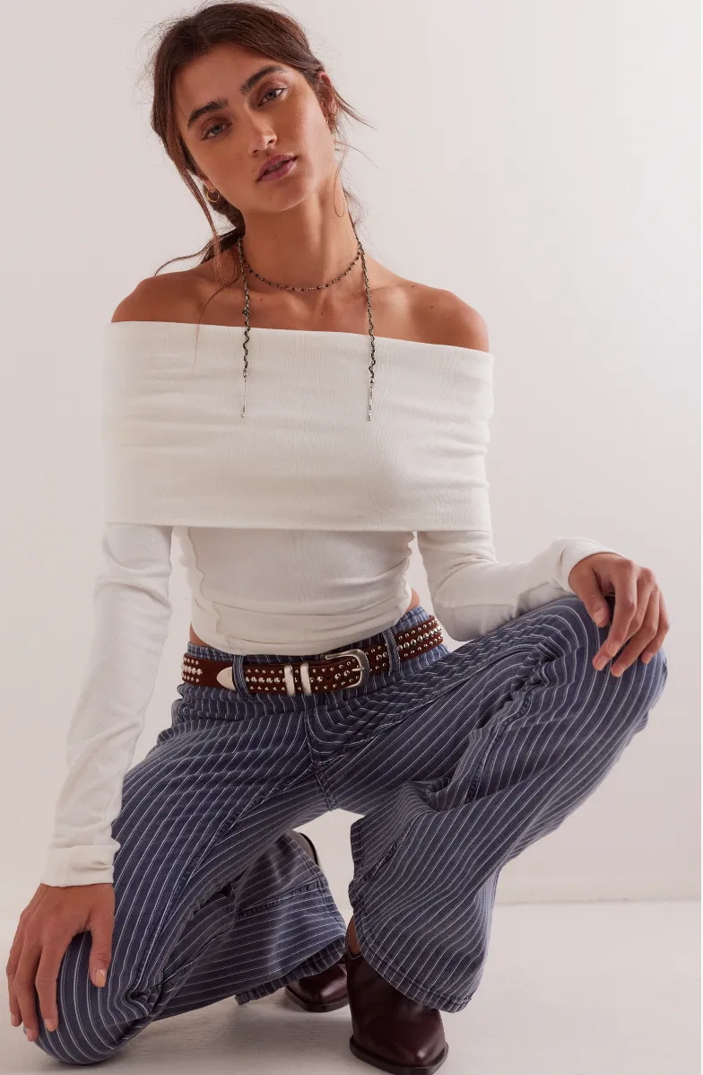 Level Up Stripe Slim Flare Jeans