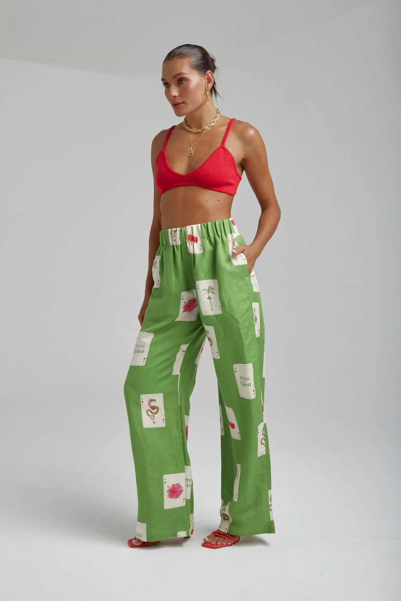 Linen Pants HOUSE OF SUMMI TARRAGON