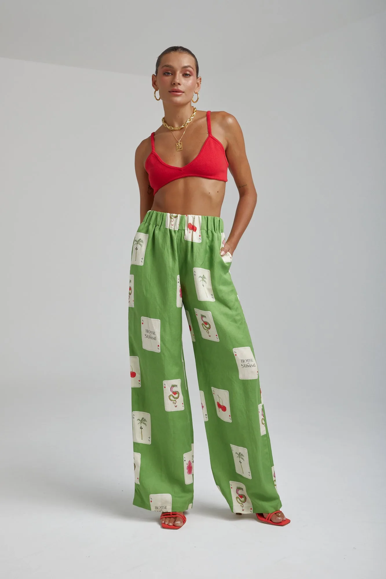 Linen Pants HOUSE OF SUMMI TARRAGON