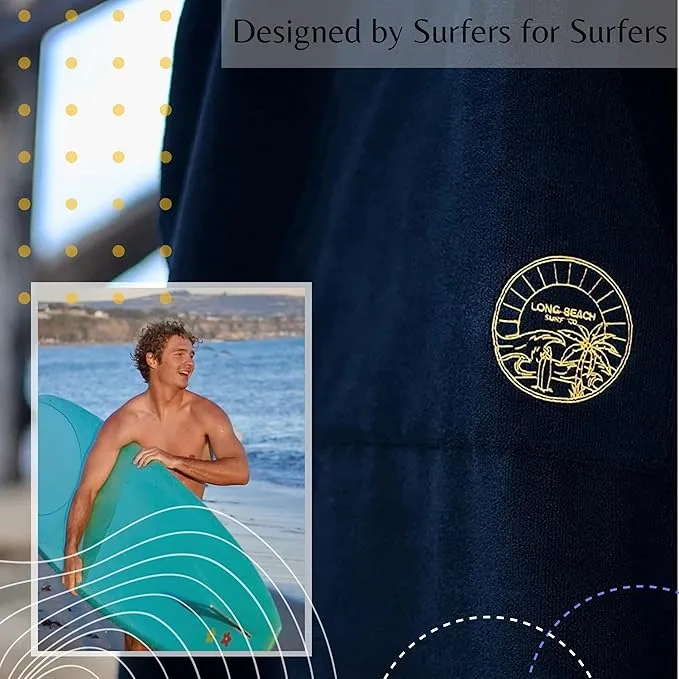 Long Beach SURF CO Surf Poncho Men | Surf Poncho Women | Wetsuit Changing Poncho Towel Hoodie with Pocket | Changing Towel | Hooded Beach Towel Poncho | Quick Dry Towel | Surfing Accessories