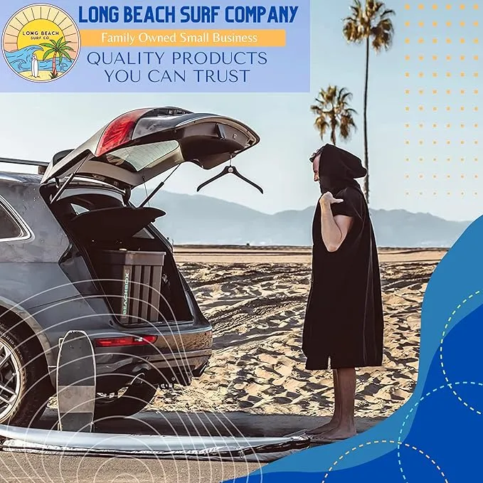 Long Beach SURF CO Surf Poncho Men | Surf Poncho Women | Wetsuit Changing Poncho Towel Hoodie with Pocket | Changing Towel | Hooded Beach Towel Poncho | Quick Dry Towel | Surfing Accessories