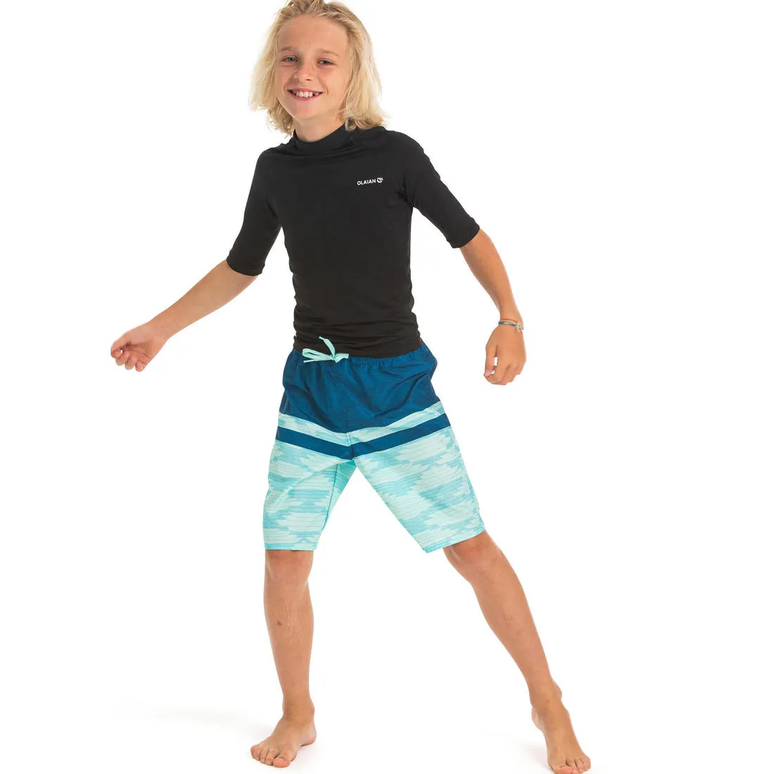 long swim shorts - blue