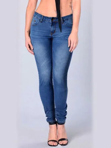 Low Waist Slim Stretch Irregular Denim Pants