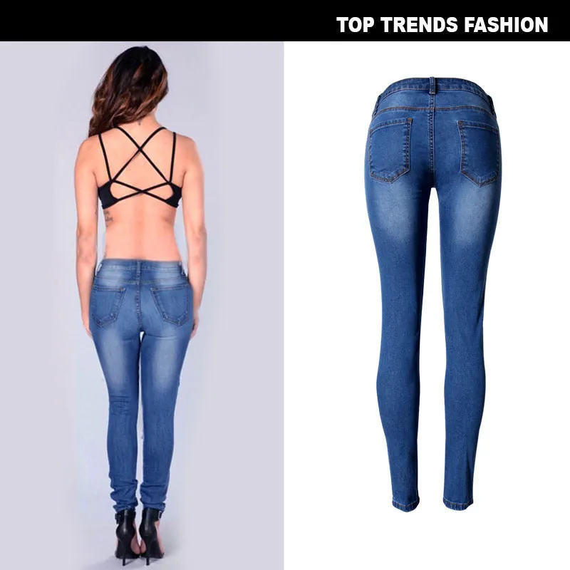Low Waist Slim Stretch Irregular Denim Pants