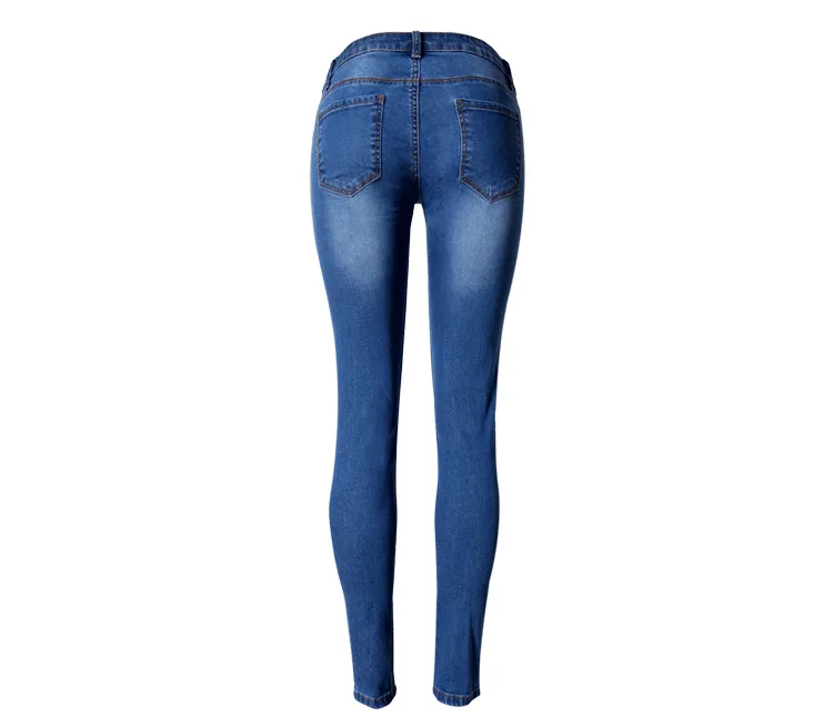 Low Waist Slim Stretch Irregular Denim Pants