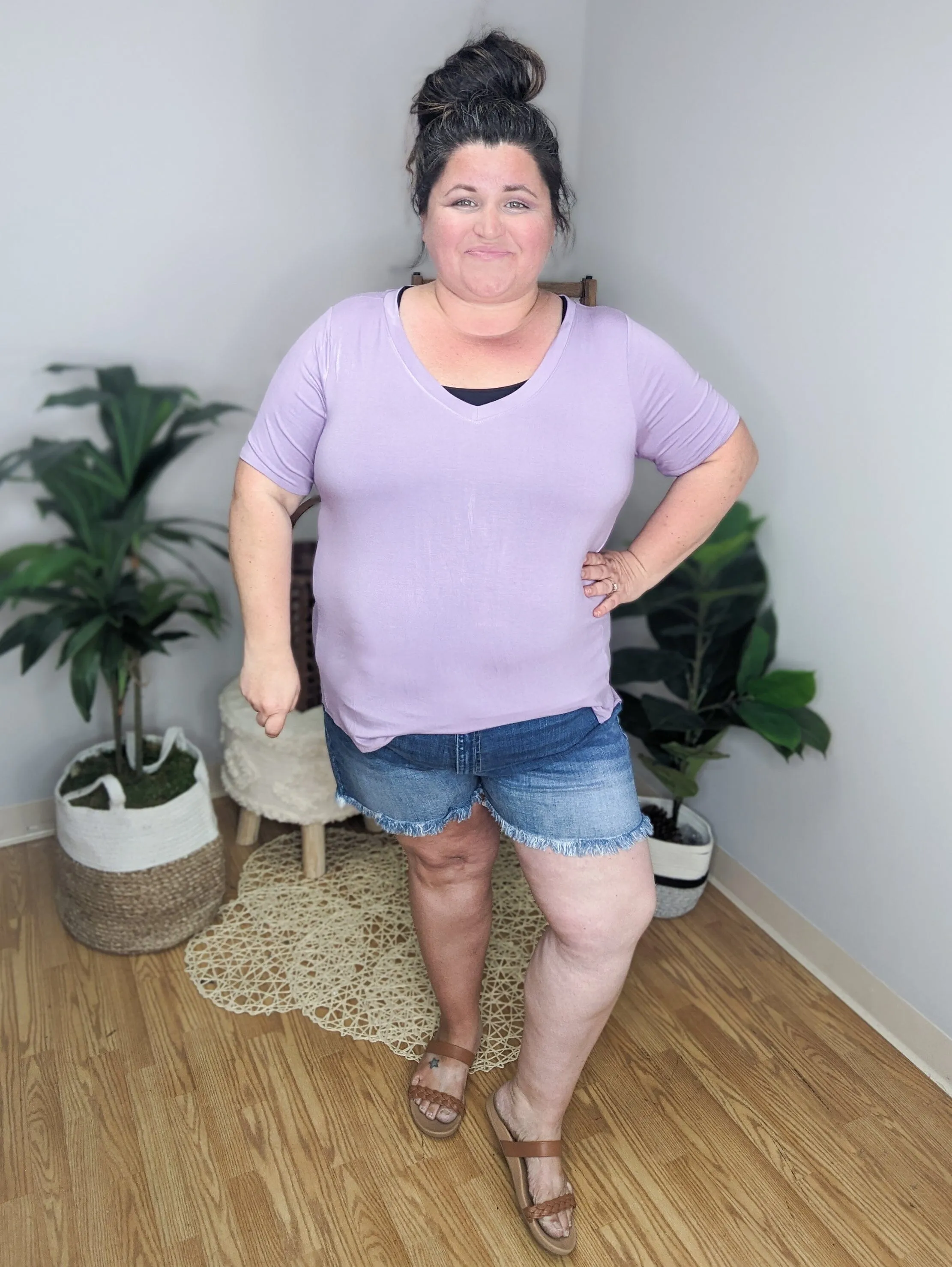 Luxe Vneck Short Sleeve Scoopbottom Tee (many colors!)