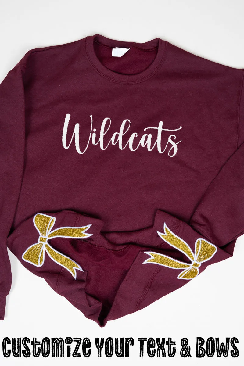 Maroon You Design It Embroidered Side Bows Unisex NuBlend Crew Sweatshirt *Customize Your Text and Bows