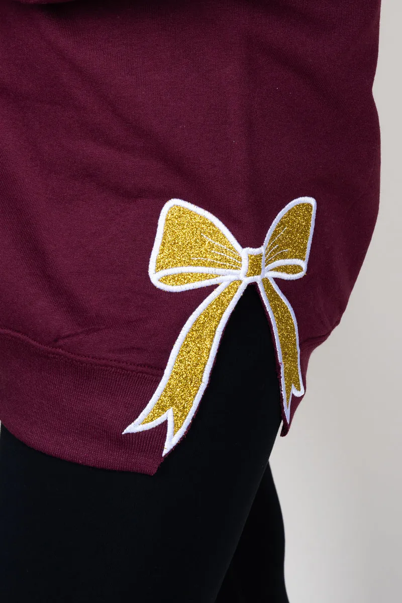 Maroon You Design It Embroidered Side Bows Unisex NuBlend Crew Sweatshirt *Customize Your Text and Bows
