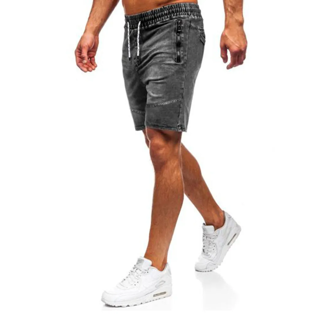 Men's Casual Denim Shorts Elastic Tether Sports Denim Shorts