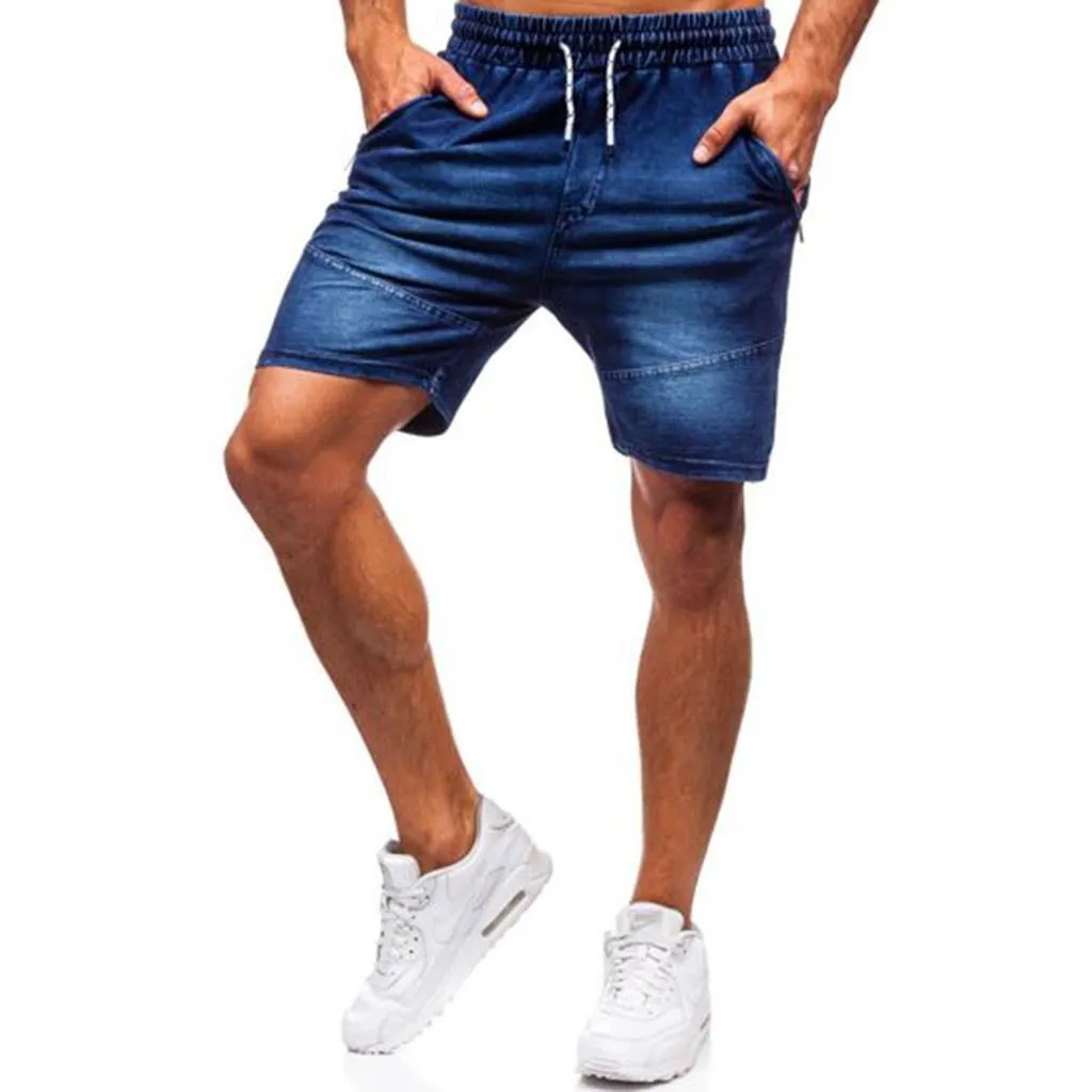 Men's Casual Denim Shorts Elastic Tether Sports Denim Shorts