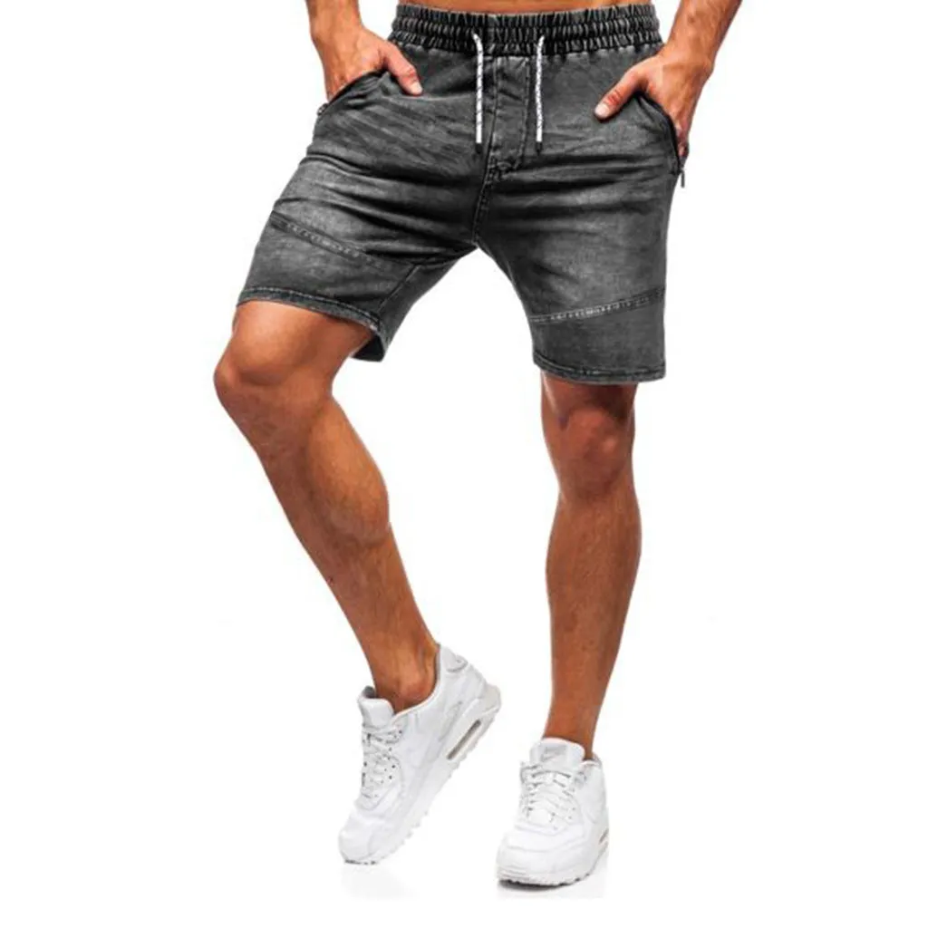 Men's Casual Denim Shorts Elastic Tether Sports Denim Shorts