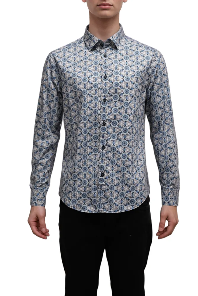 men's casual long sleeve stretch shirt