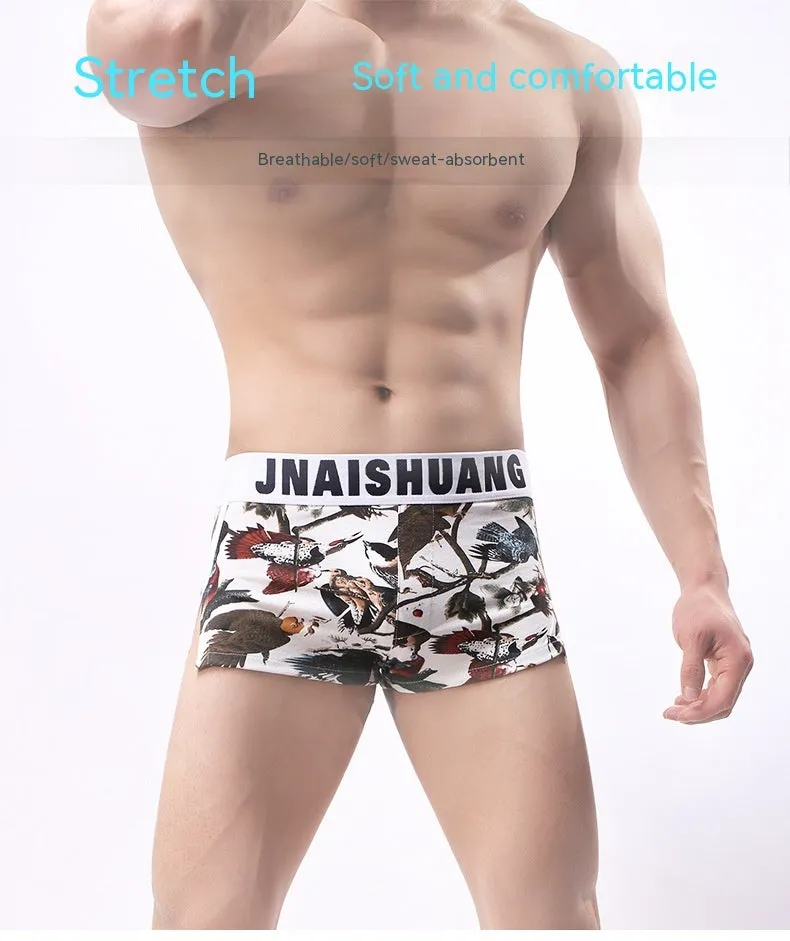 Men's Cotton Arrow Pants, Trendy Printed Arrow Boxers, Sexy Loose Briefs (Pack of 2)