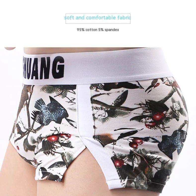 Men's Cotton Arrow Pants, Trendy Printed Arrow Boxers, Sexy Loose Briefs (Pack of 2)