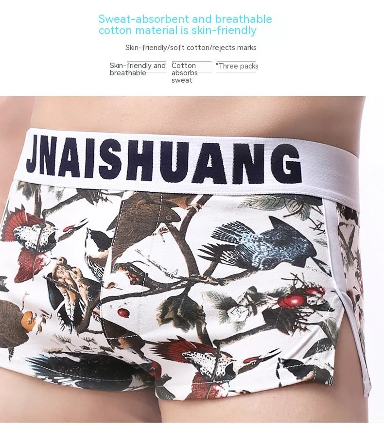 Men's Cotton Arrow Pants, Trendy Printed Arrow Boxers, Sexy Loose Briefs (Pack of 2)