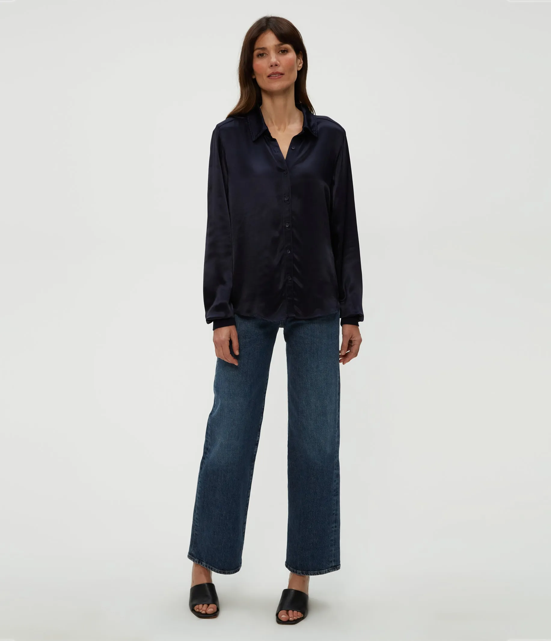 Meredith Satin Button Down Shirt