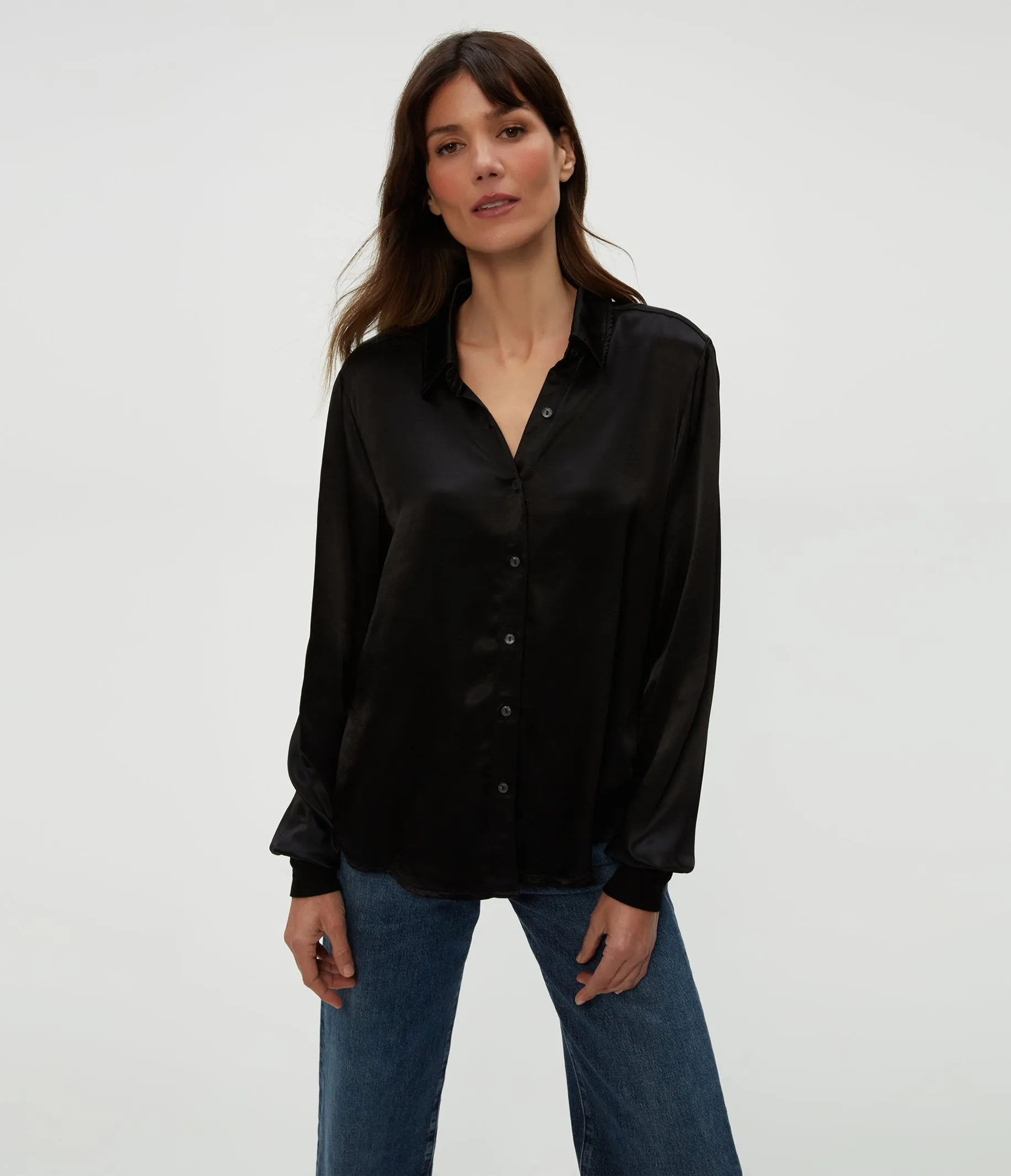 Meredith Satin Button Down Shirt