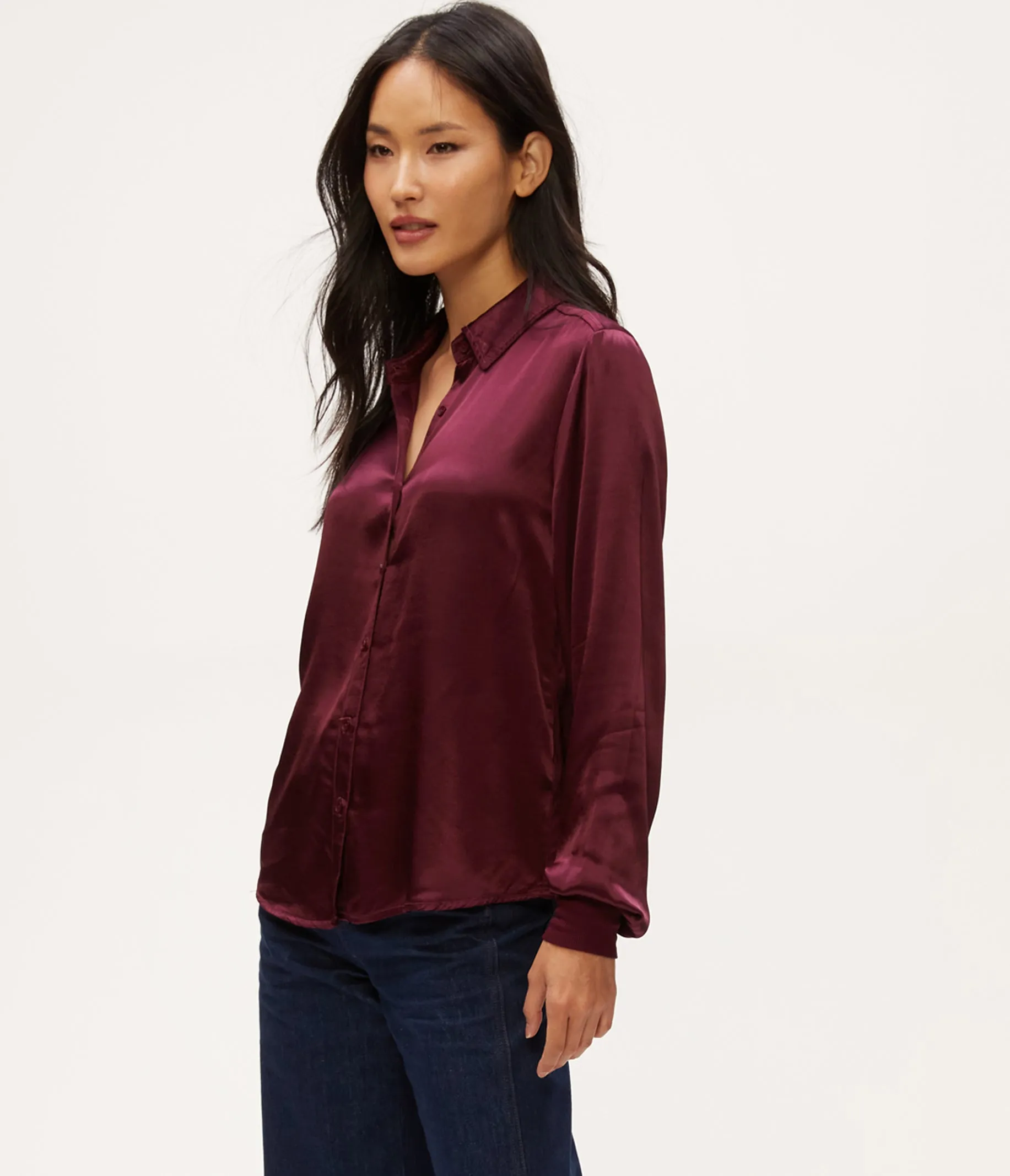 Meredith Satin Button Down Shirt