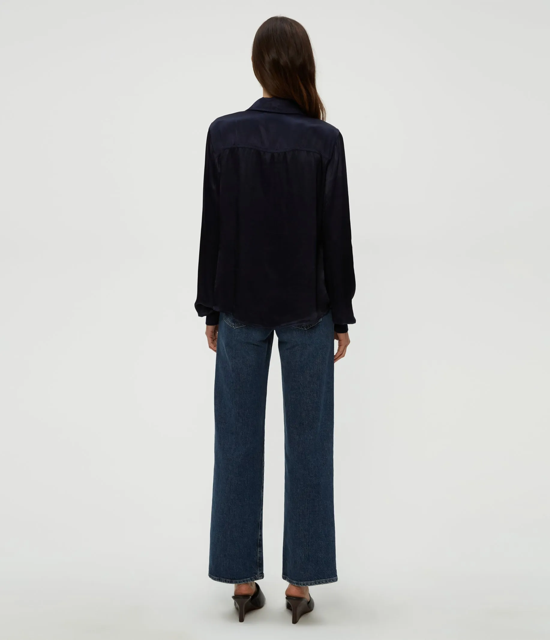 Meredith Satin Button Down Shirt