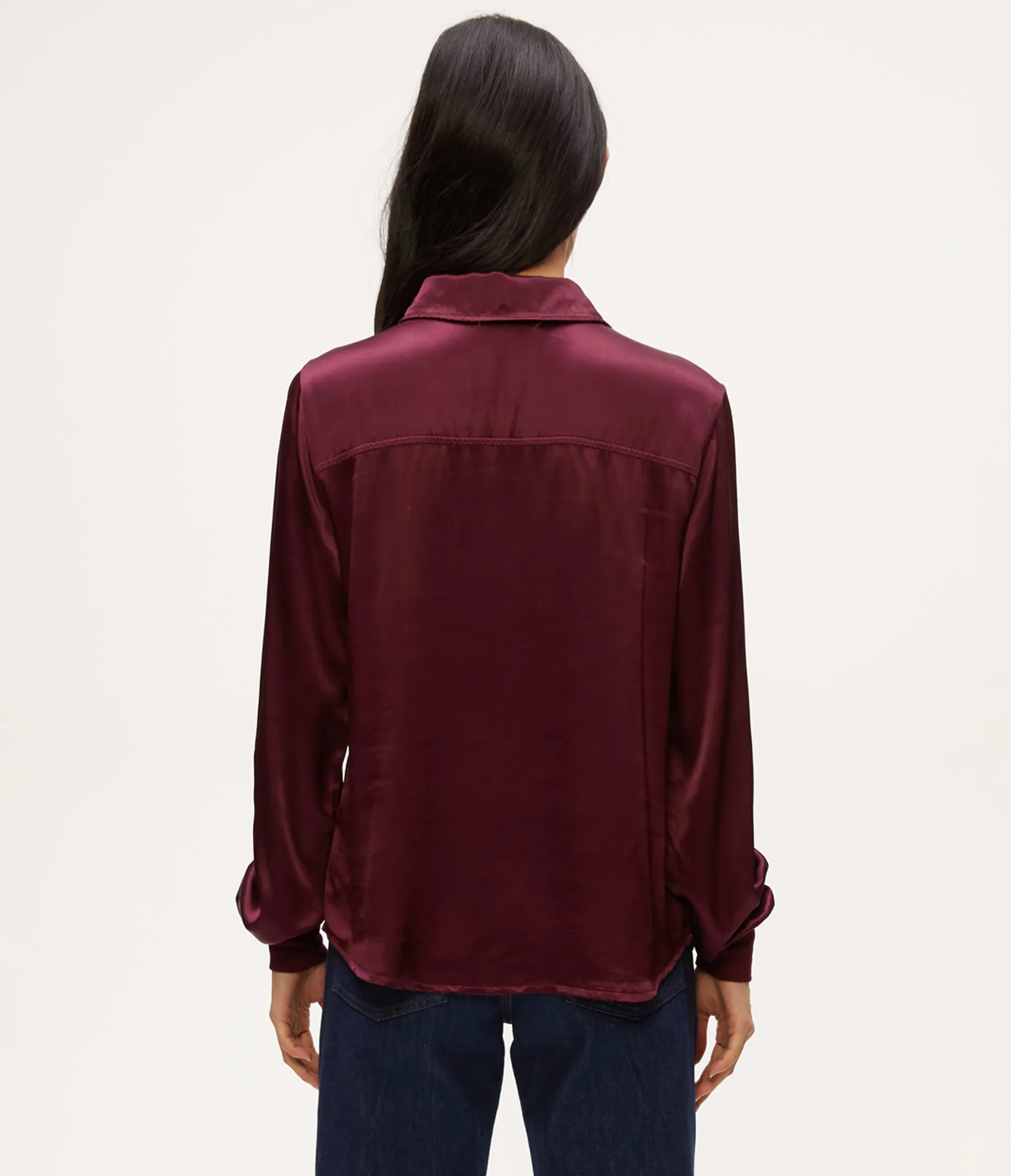 Meredith Satin Button Down Shirt