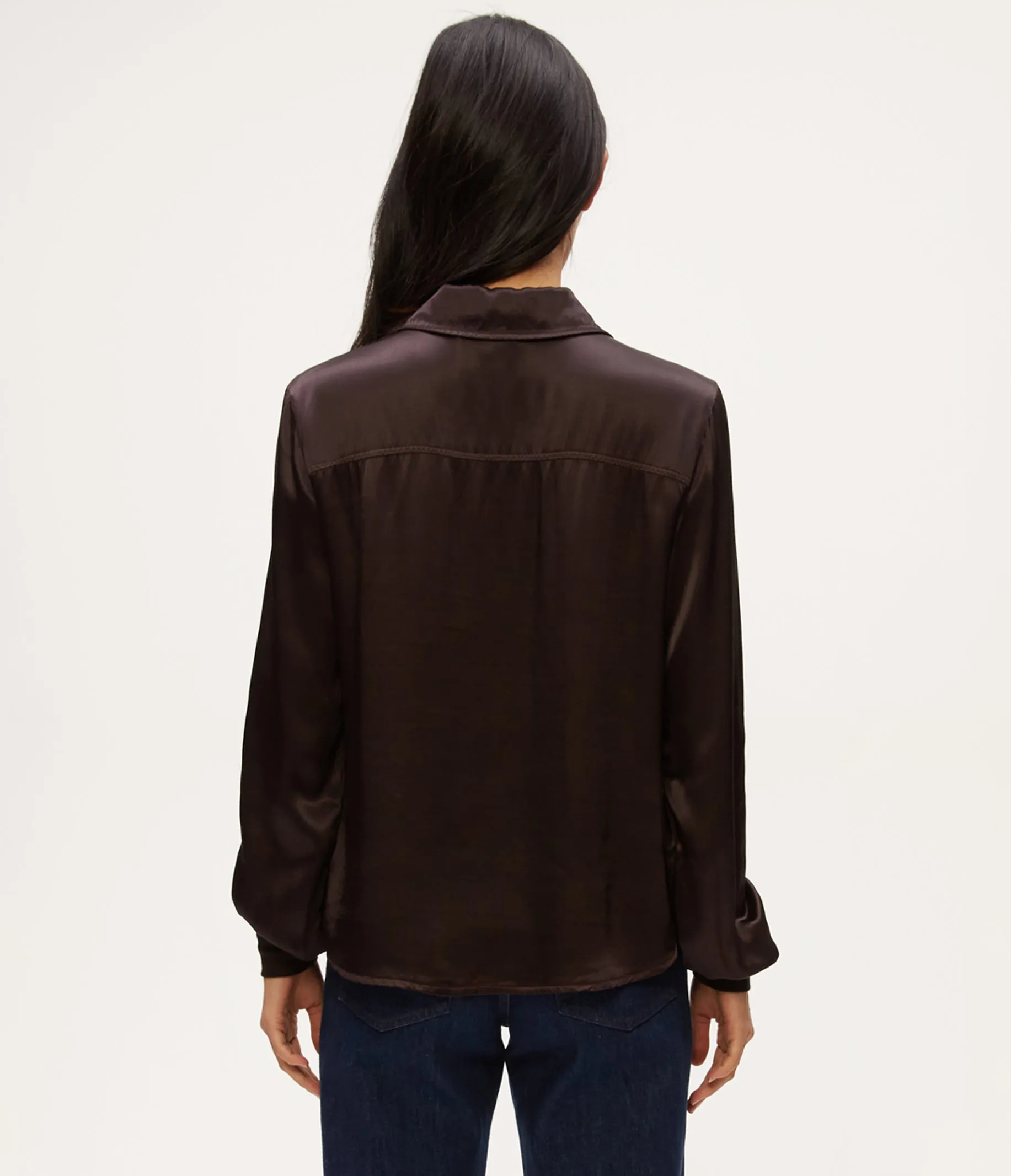 Meredith Satin Button Down Shirt