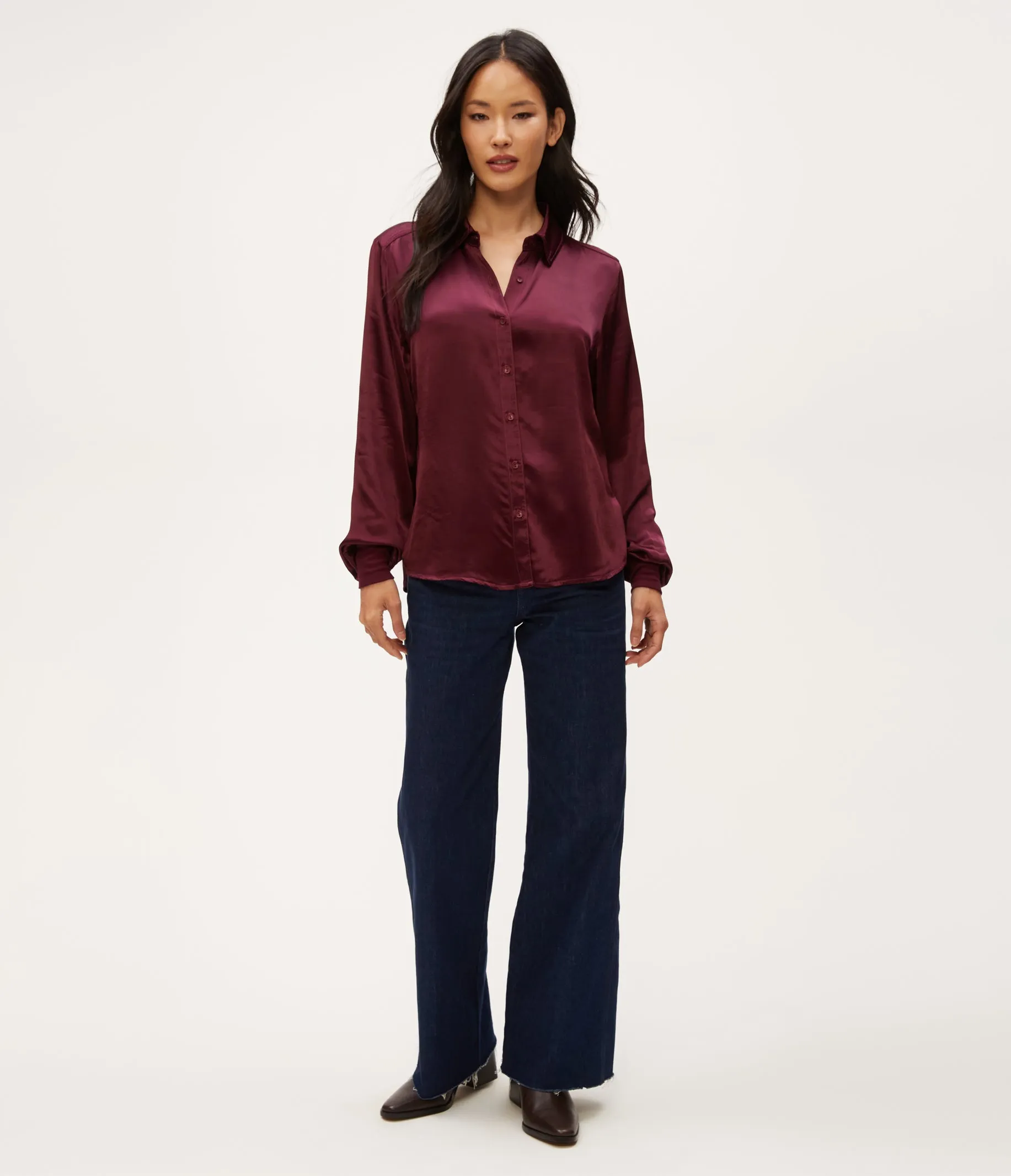 Meredith Satin Button Down Shirt