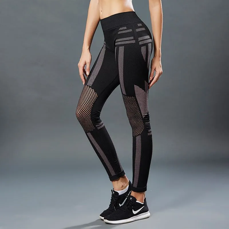 Mesh stitching yoga pants