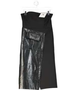 Mirimalist Black Savile Strapless Midi Dress UK S