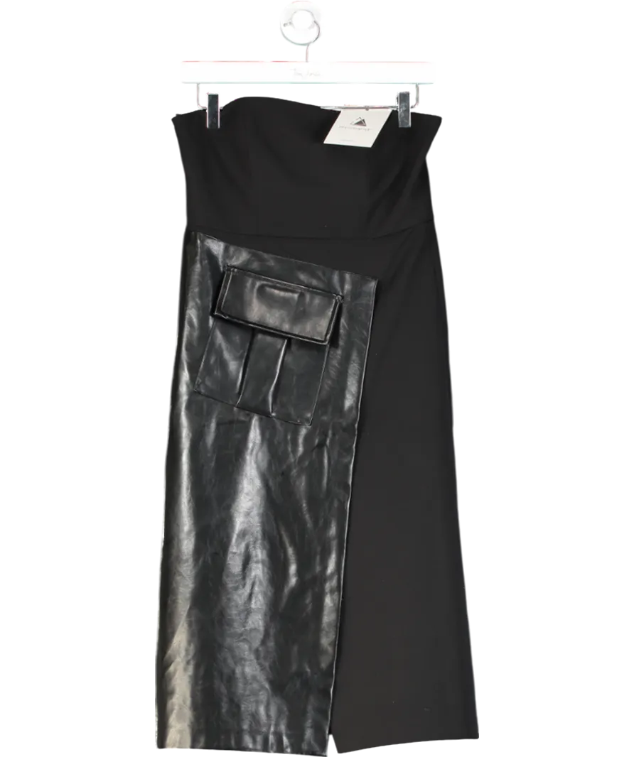 Mirimalist Black Savile Strapless Midi Dress UK S