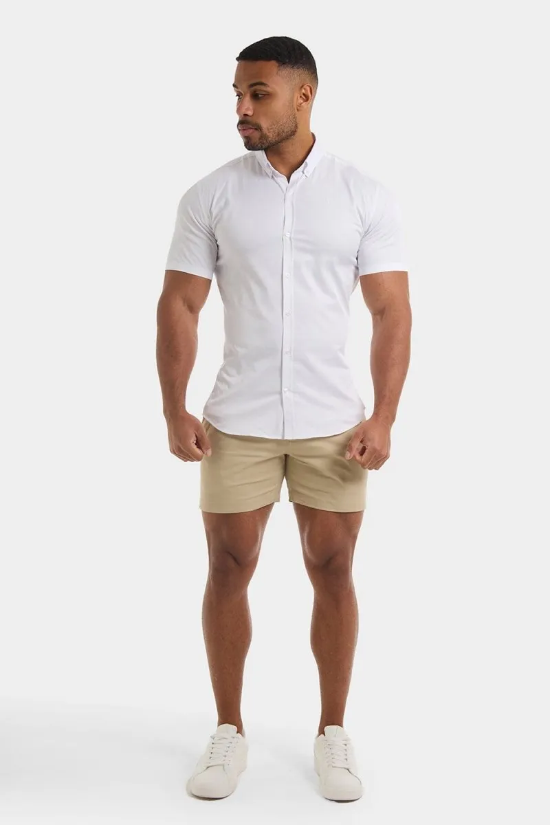 Muscle Fit Short Sleeve Signature Shirt in White