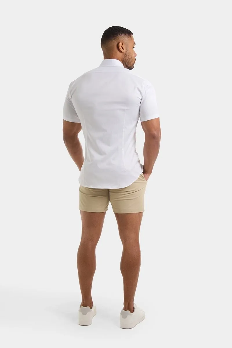 Muscle Fit Short Sleeve Signature Shirt in White