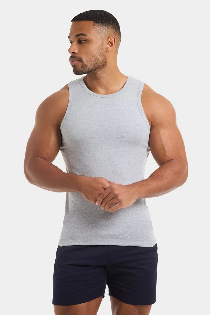 Muscle Fit Vest in Grey Marl