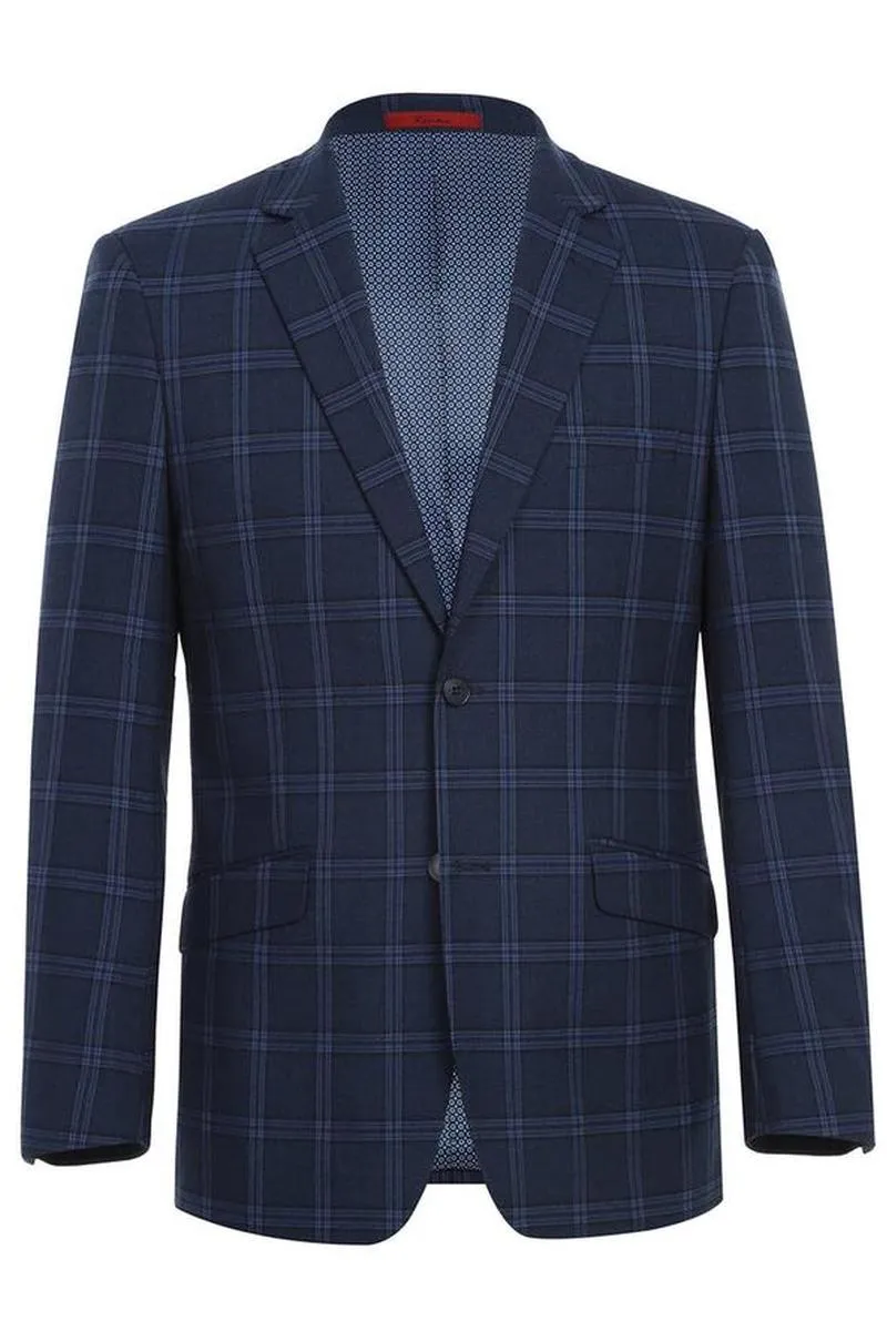 Navy Windowpane 2-Button Notch Suit (2-Piece Set)