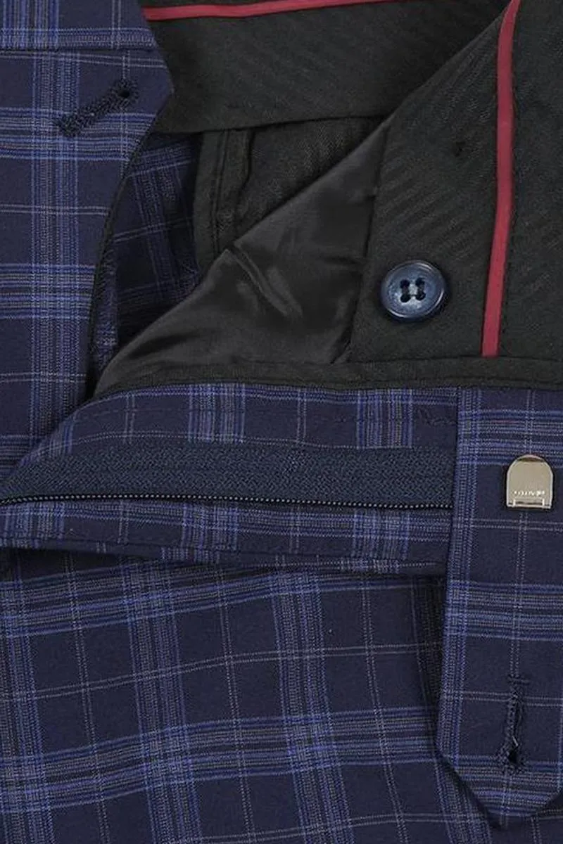 Navy Windowpane 2-Button Notch Suit (2-Piece Set)