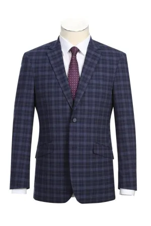 Navy Windowpane 2-Button Notch Suit (2-Piece Set)