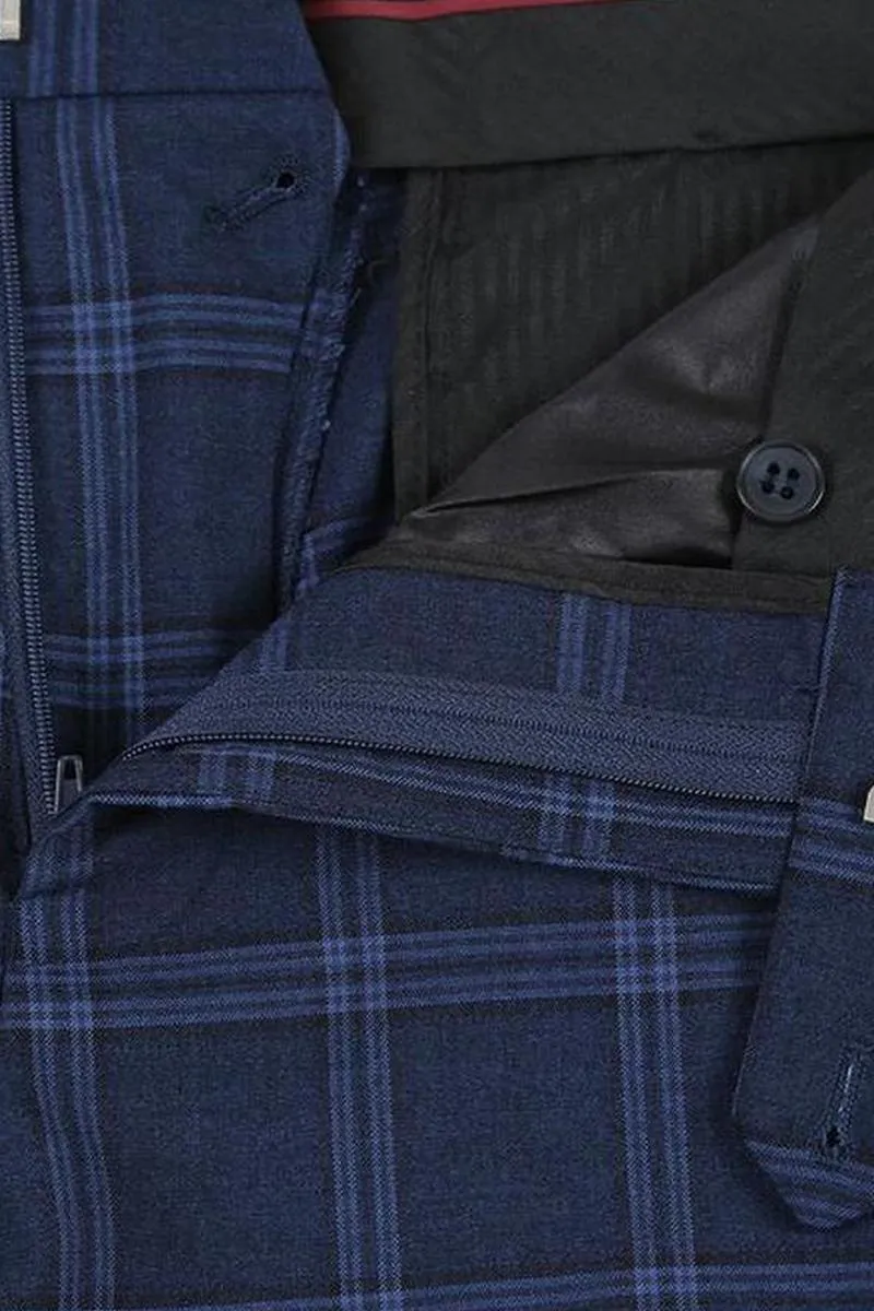 Navy Windowpane 2-Button Notch Suit (2-Piece Set)