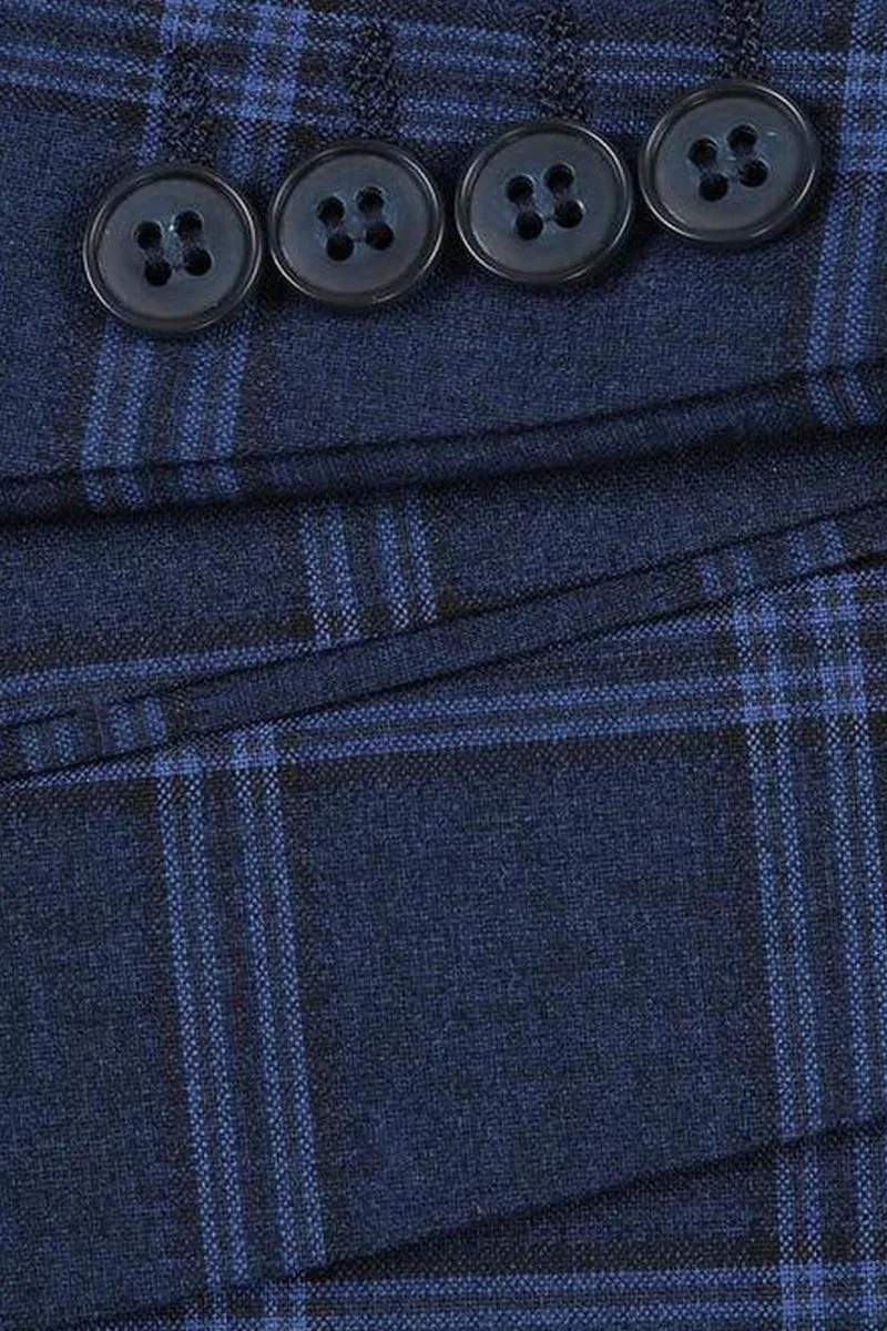 Navy Windowpane 2-Button Notch Suit (2-Piece Set)